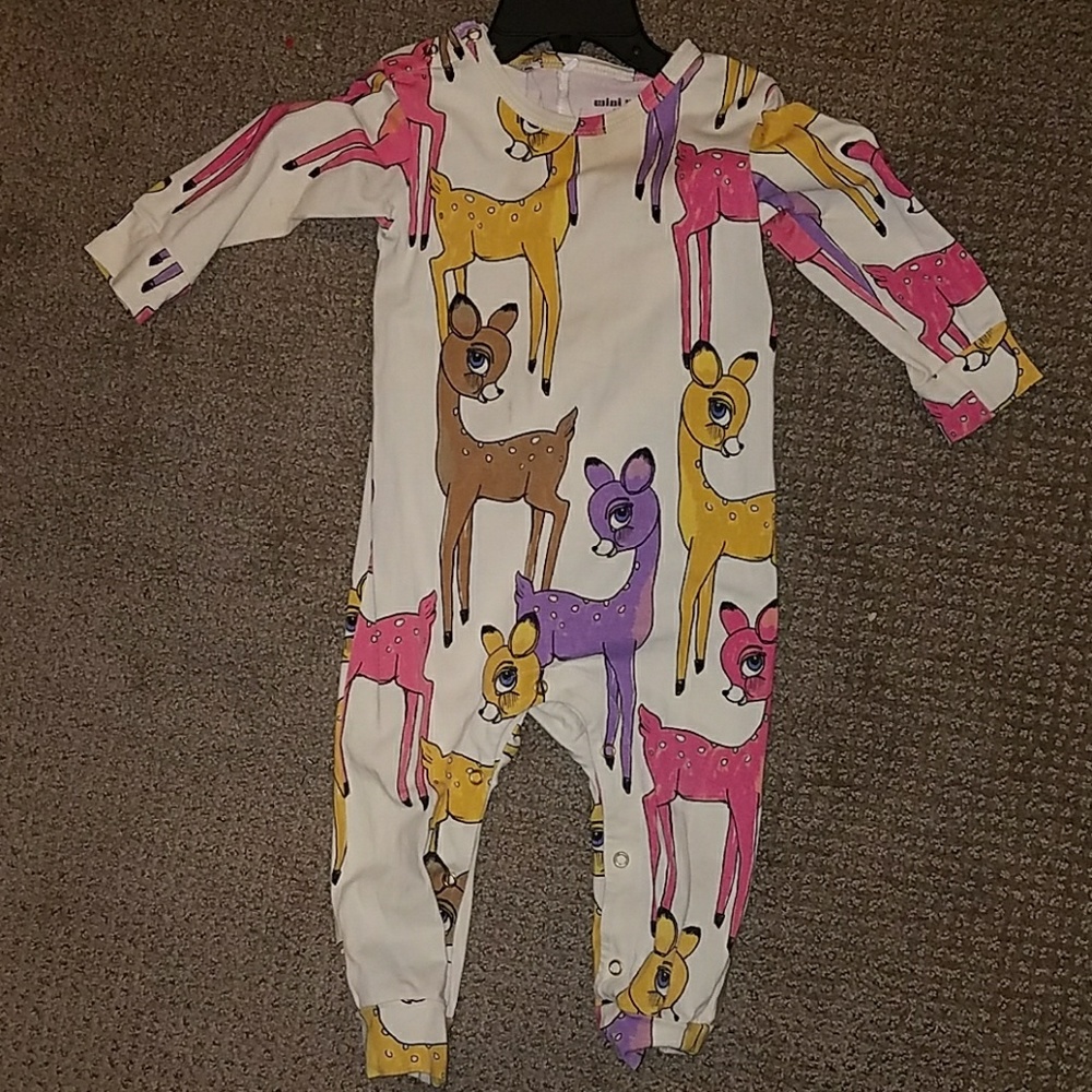 Mini Rodini Deer Roe Print Jumpsuit Baby